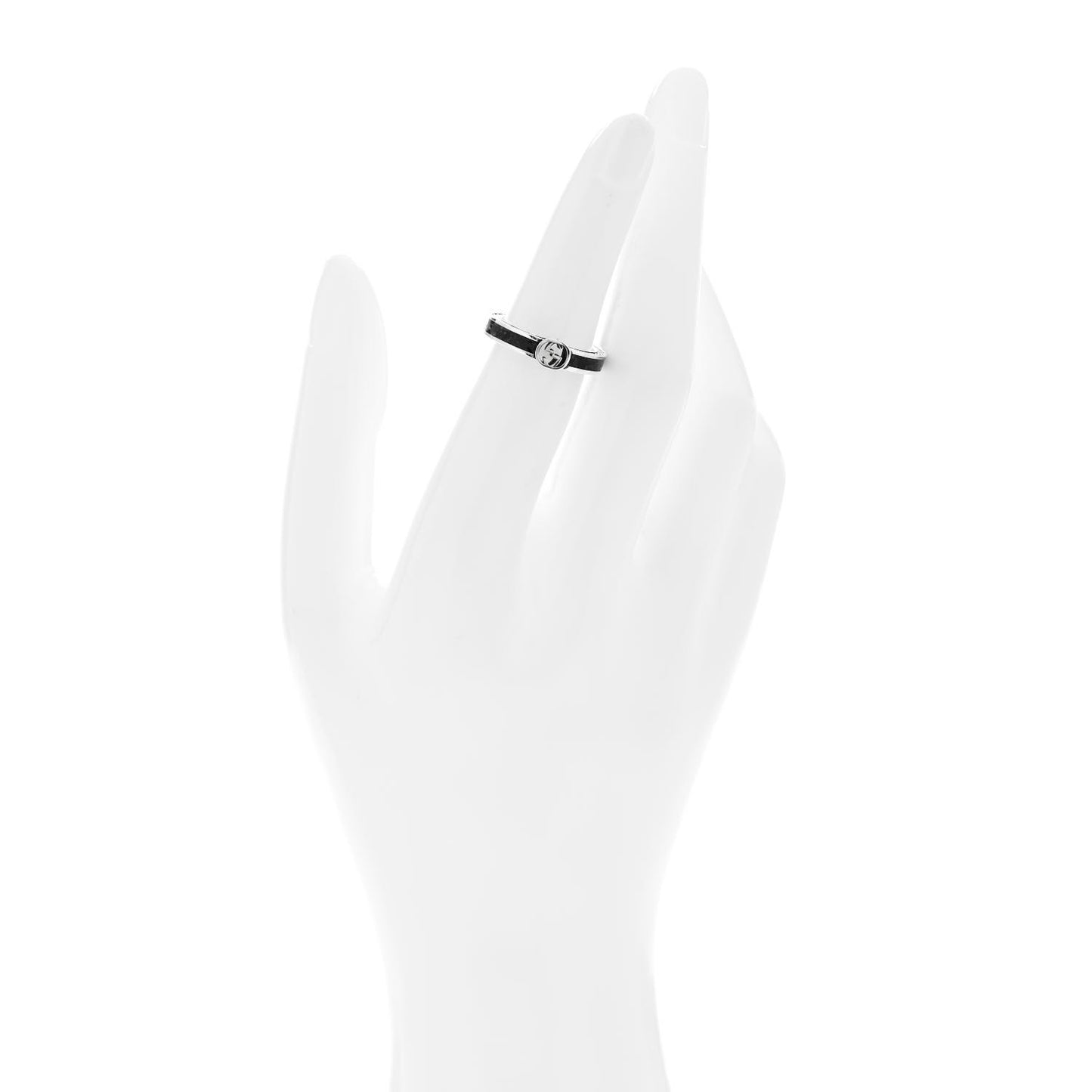 Sterling Silver Enamel Interlocking G Band Ring 50 5.25