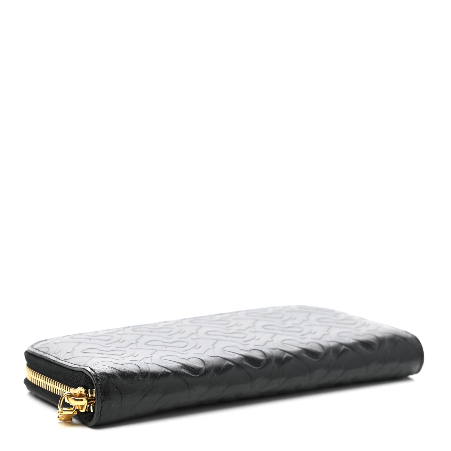Burberry Calfskin Embossed Monogram Zip Around Wallet Black 4 of 7