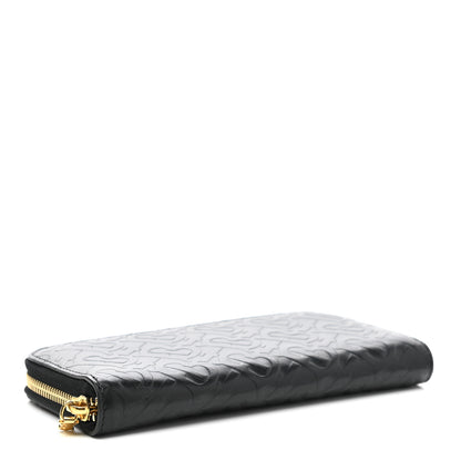 Burberry Calfskin Embossed Monogram Zip Around Wallet Black 4 of 7