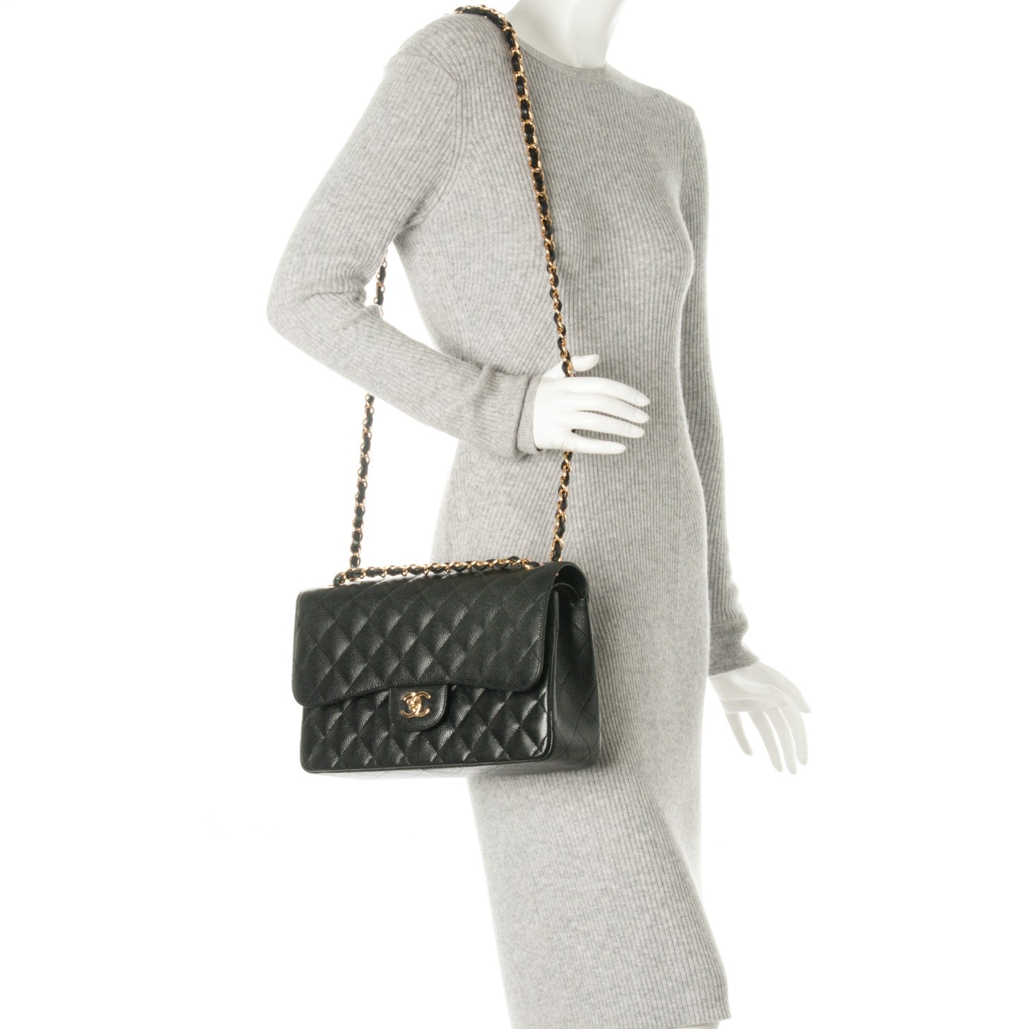 Chanel Caviar Quilted Jumbo Double Flap Black 3 of 9