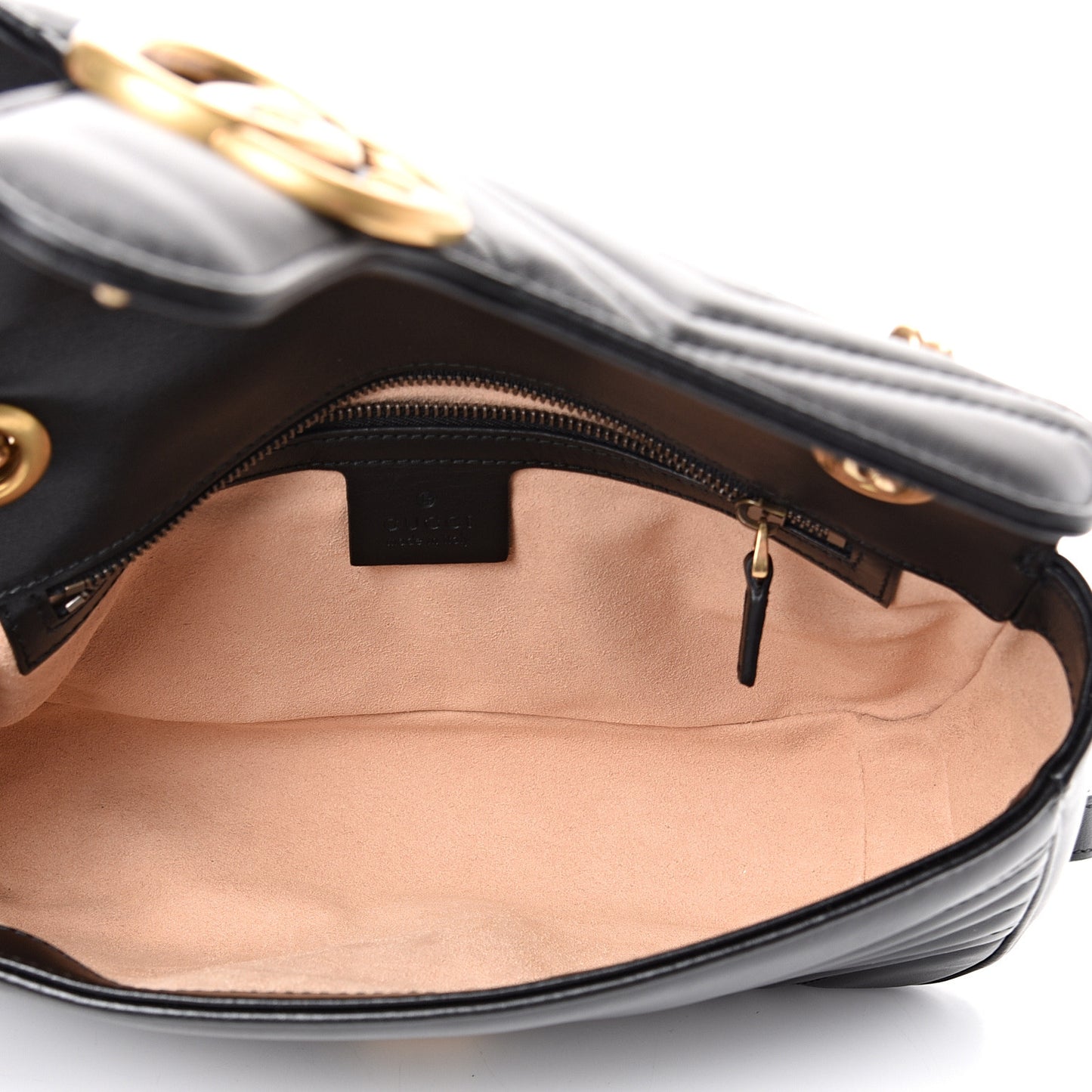 Calfskin Matelasse Small GG Marmont Shoulder Bag Black