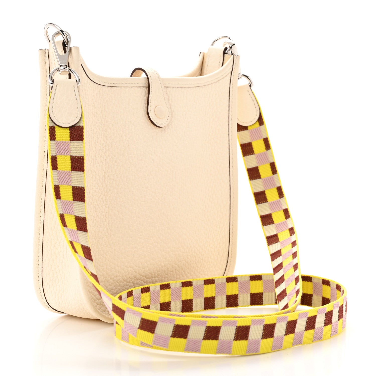 Hermes Taurillon Clemence Maxi Quadrille Evelyne TPM Nata Citron Rouge H Mauve Sylvestre 3 of 11