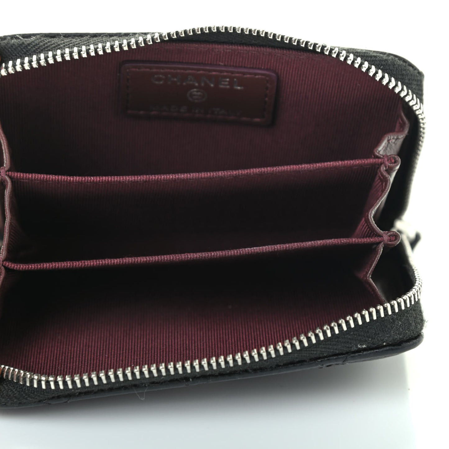 Caviar Quilted Zip Coin Purse Black