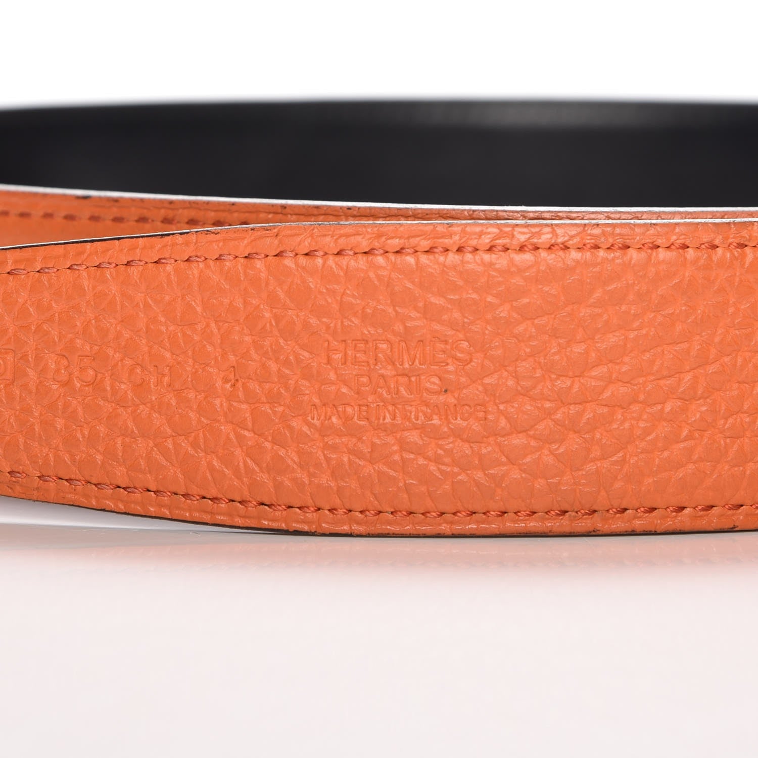 Hermes Box Togo 32mm Belt Strap 85 Black Orange 9 of 10