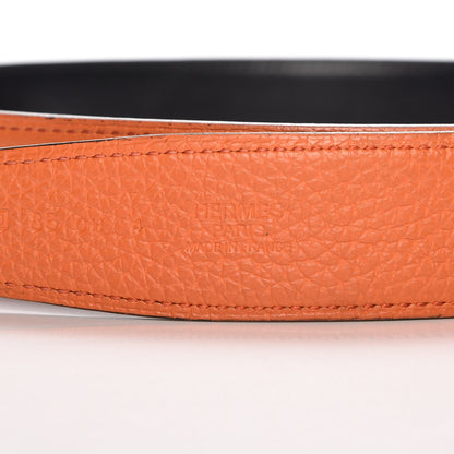 Hermes Box Togo 32mm Belt Strap 85 Black Orange 9 of 10