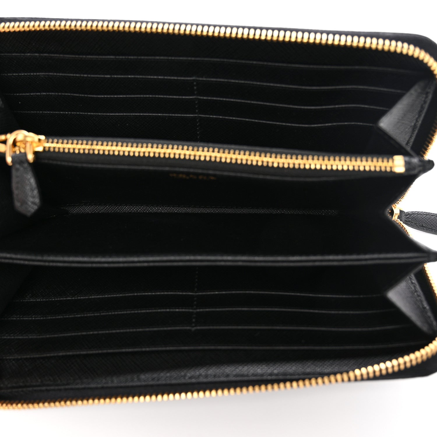 Prada Saffiano Triangle Zip Around Wallet Black 5 of 8
