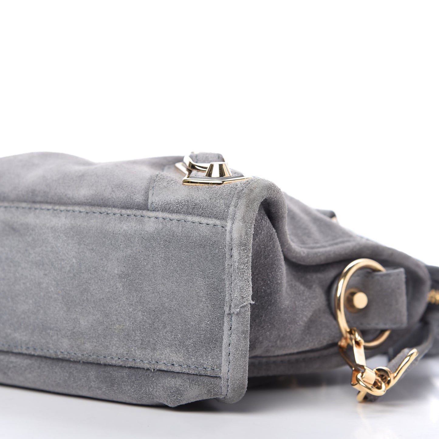 Baby Daim Suede Gold Metallic Edge Hardware Mini City Gris Plomb