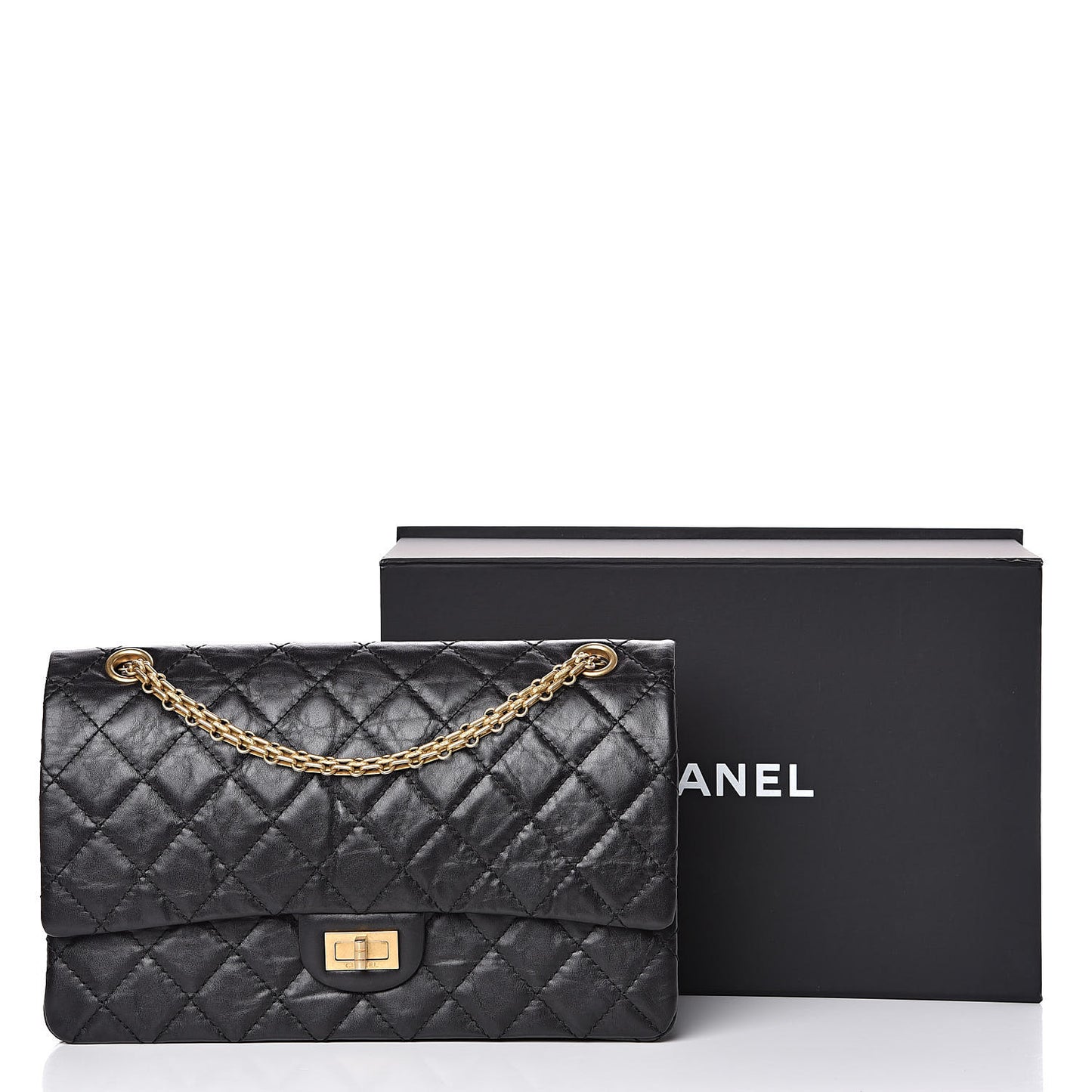 Aged Calfskin Quilted 2.55 Reissue 226 Flap Black