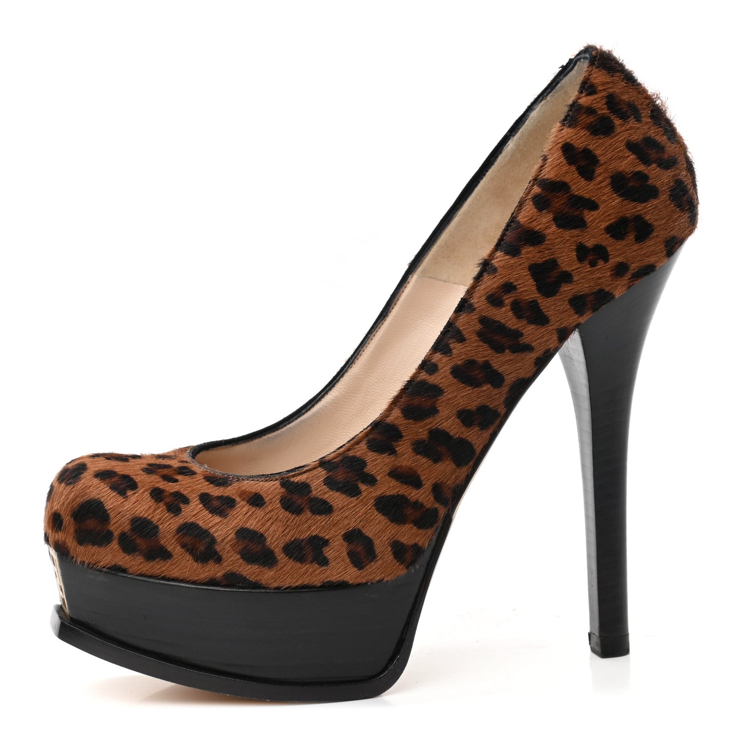 Calf Hair Cavallino Leopard Print Decollete Pumps 37 Naturale