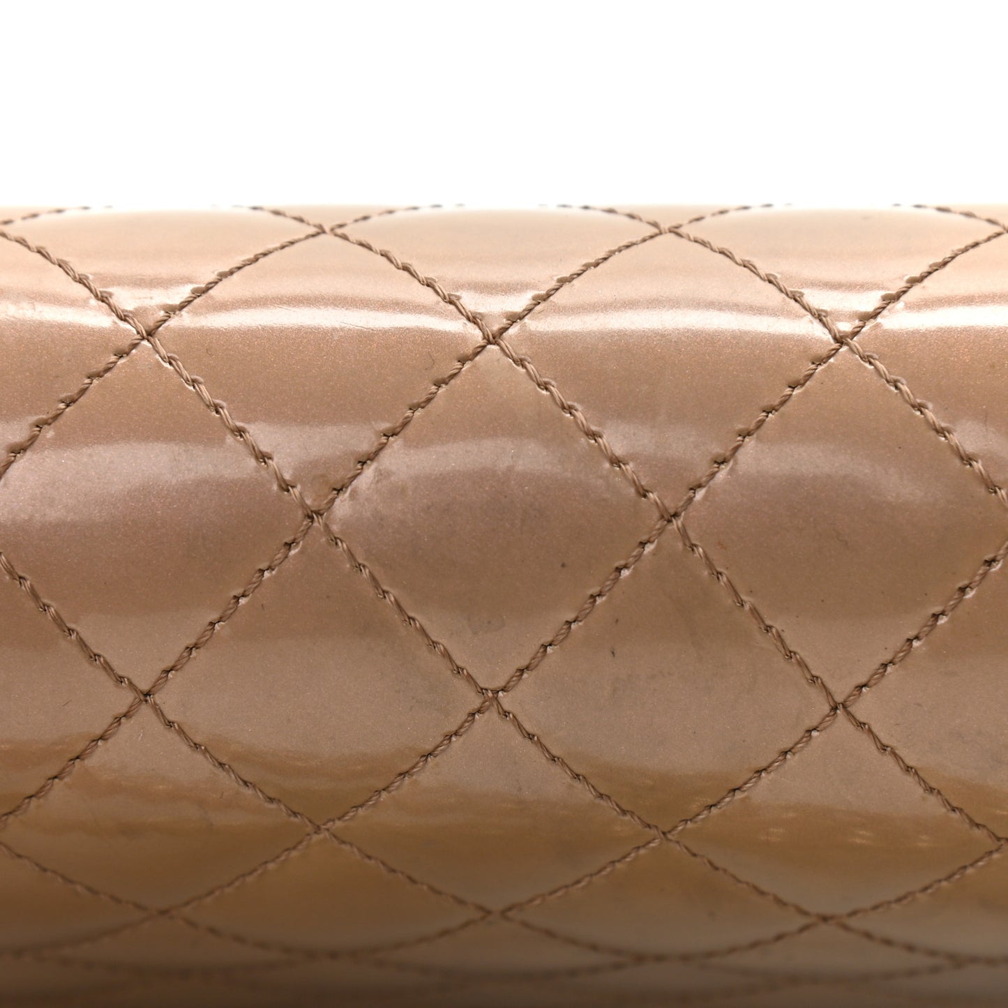 Iridescent Patent Quilted Small Boy Flap Beige