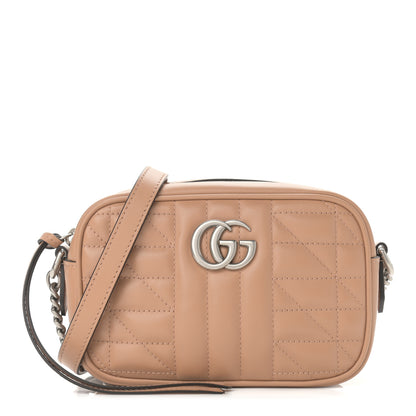 Gucci Calfskin Matelasse Aria Mini GG Marmont Chain Shoulder Bag Camelia 1 of 10