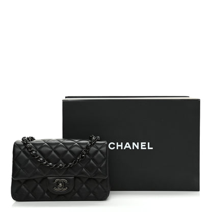 Chanel Lambskin Quilted Mini Rectangular Flap So Black 9 of 9