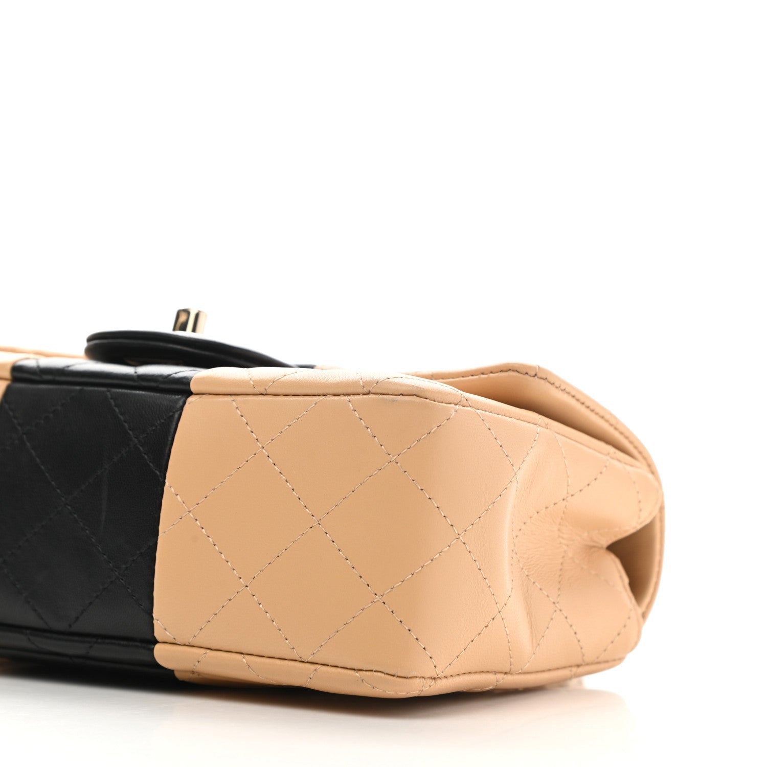 Chanel Lambskin Quilted Mini Rectangular Flap Beige Black 10 of 12