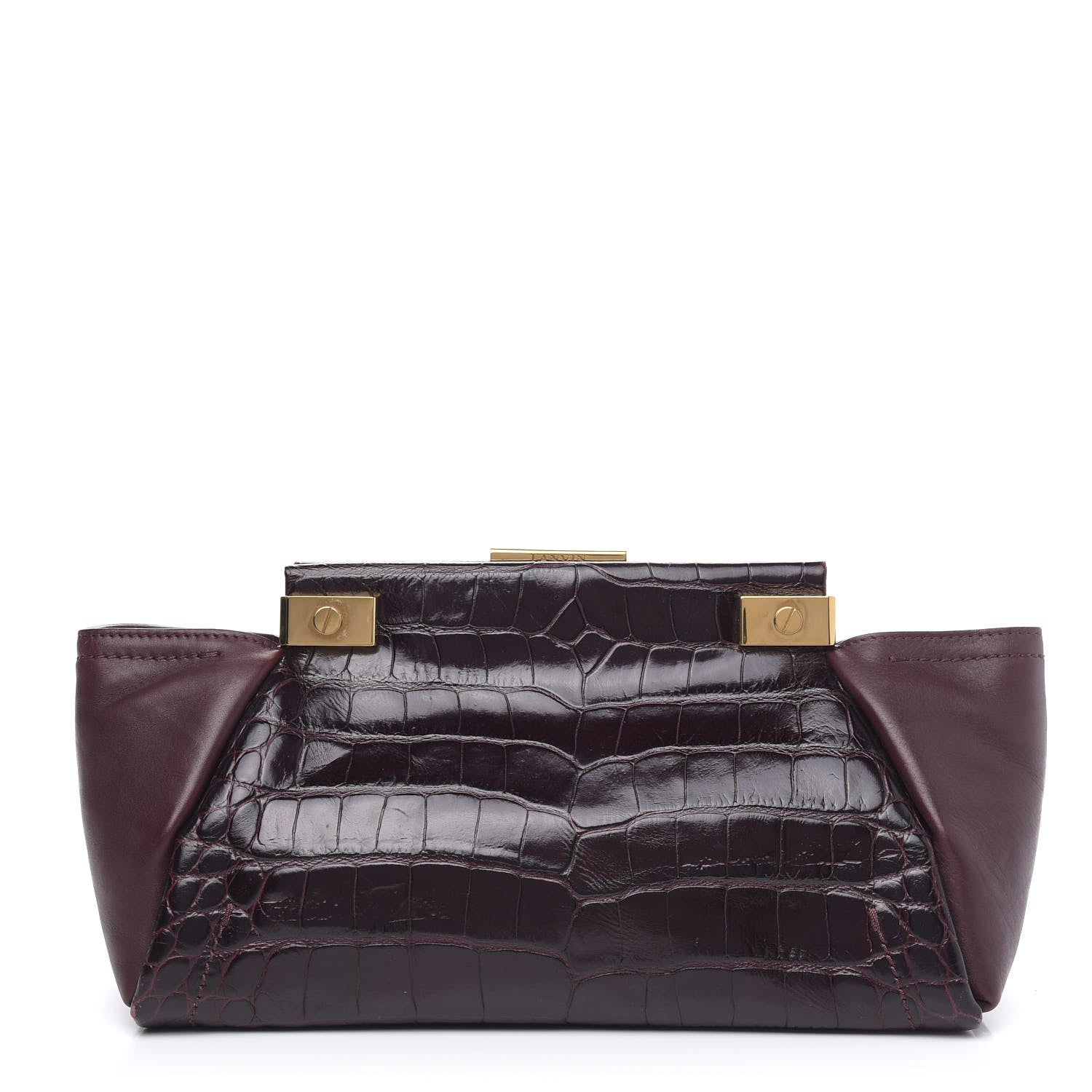 Lanvin Crocodile Stamped Calfskin Trilogy Clutch Aubergine 1 of 13