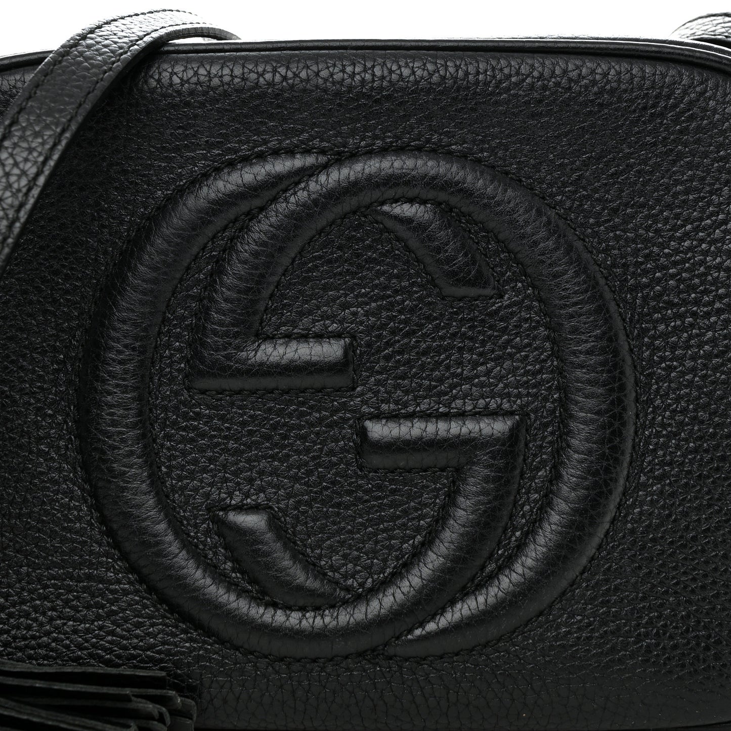 Pebbled Calfskin Small Soho Disco Bag Black