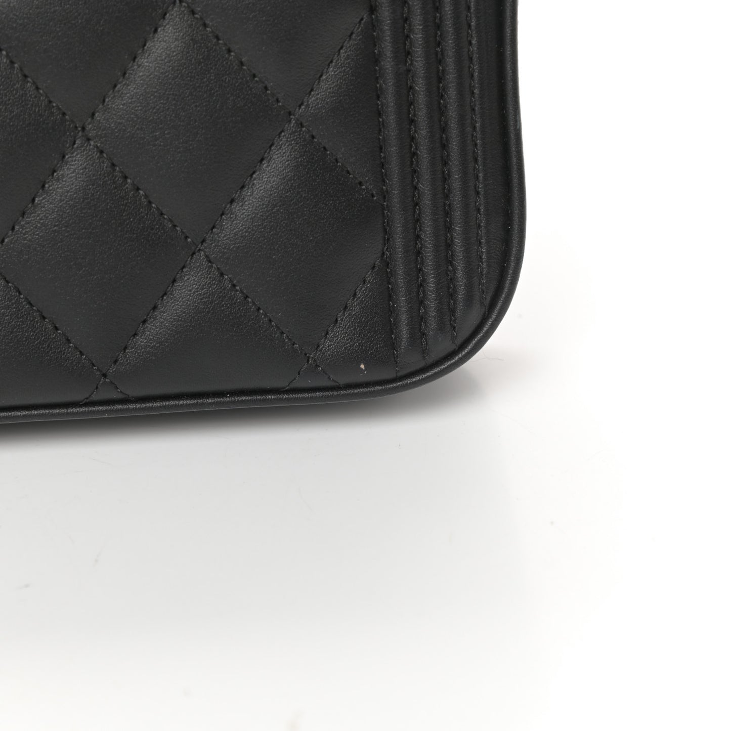 Lambskin Quilted Small Boy Clutch With Chain Black