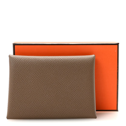Hermes Epsom Calvi Duo Card Case Etoupe 7 of 7