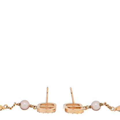 Christian Dior Pearl Crystal CD Drop Earrings Pink Gold 3 of 4