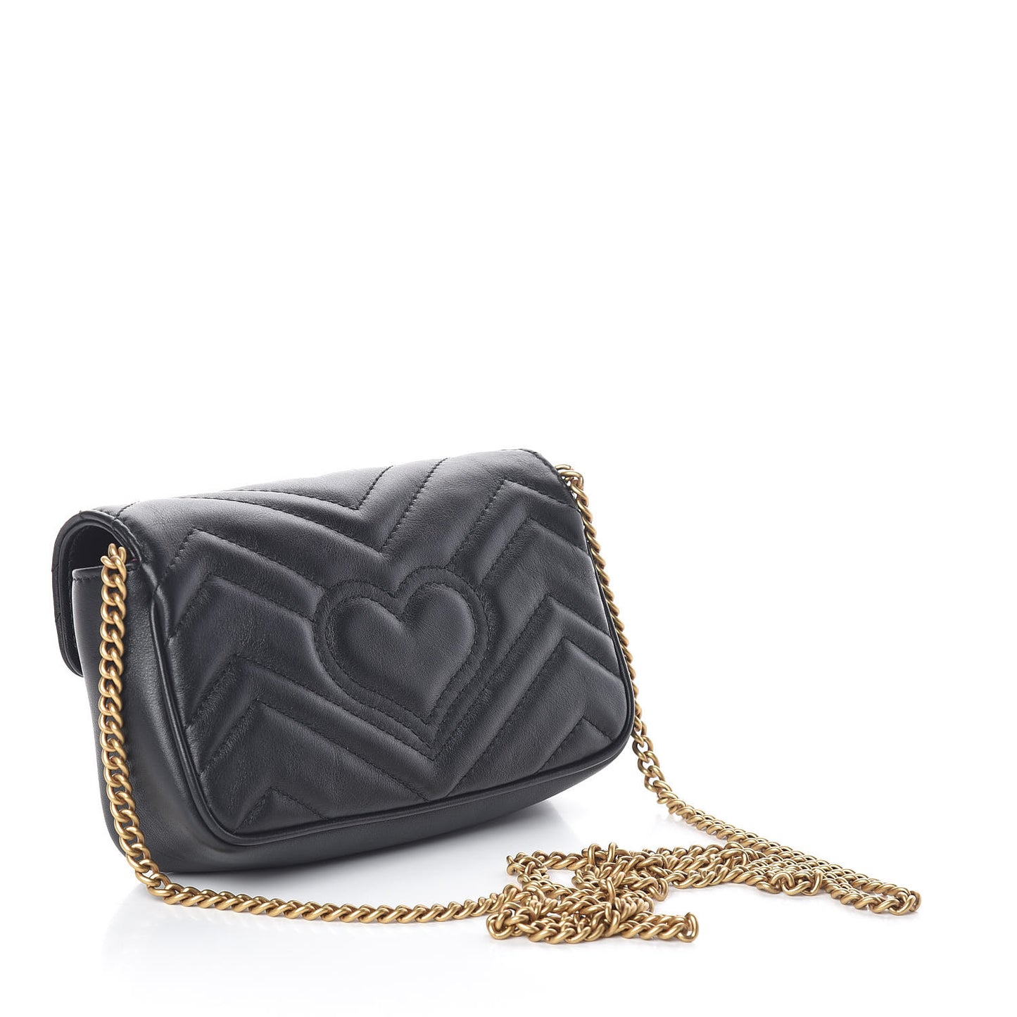 Calfskin Matelasse Super Mini GG Marmont Shoulder Bag Black