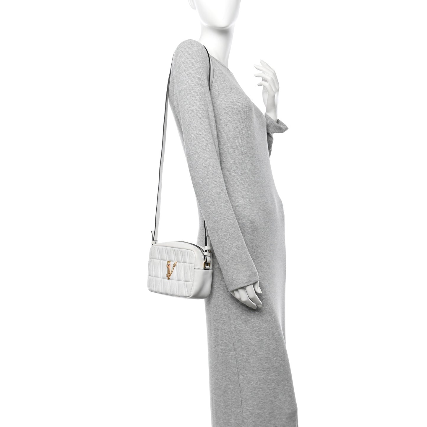 Nappa Quilted Virtus Shoulder Bag White