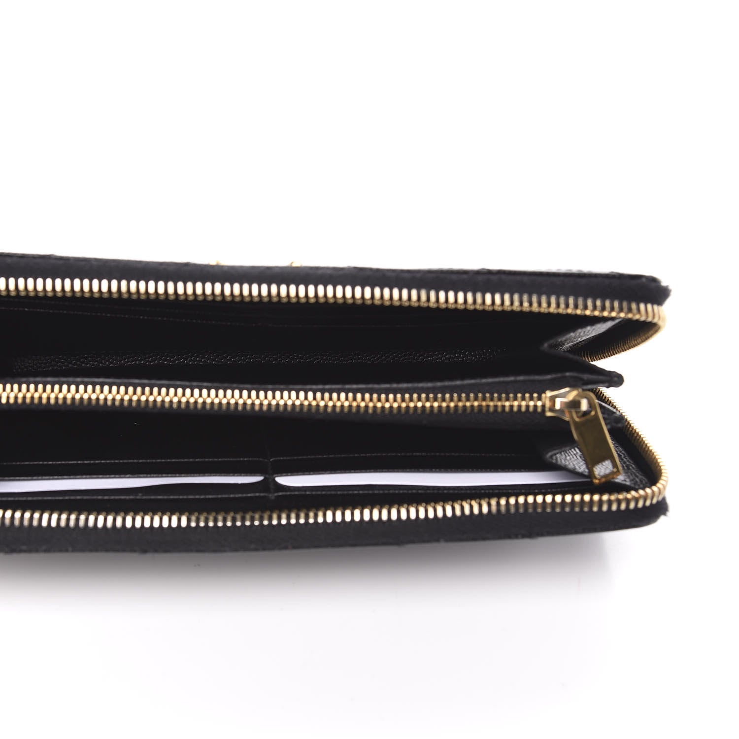 Saint Laurent Grain De Poudre Matelasse Chevron Monogram Zip Around Wallet Black 5 of 11