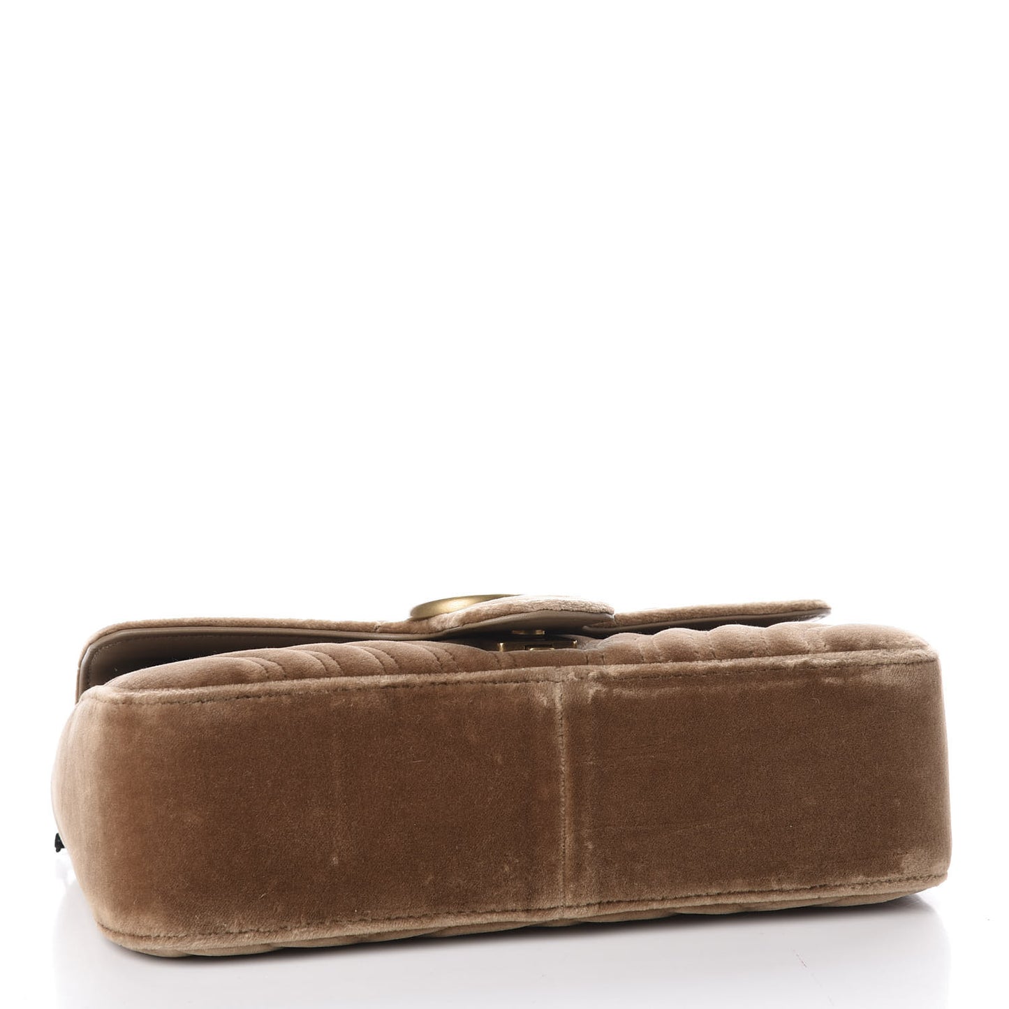 Velvet Matelasse Small GG Marmont Shoulder Bag Taupe