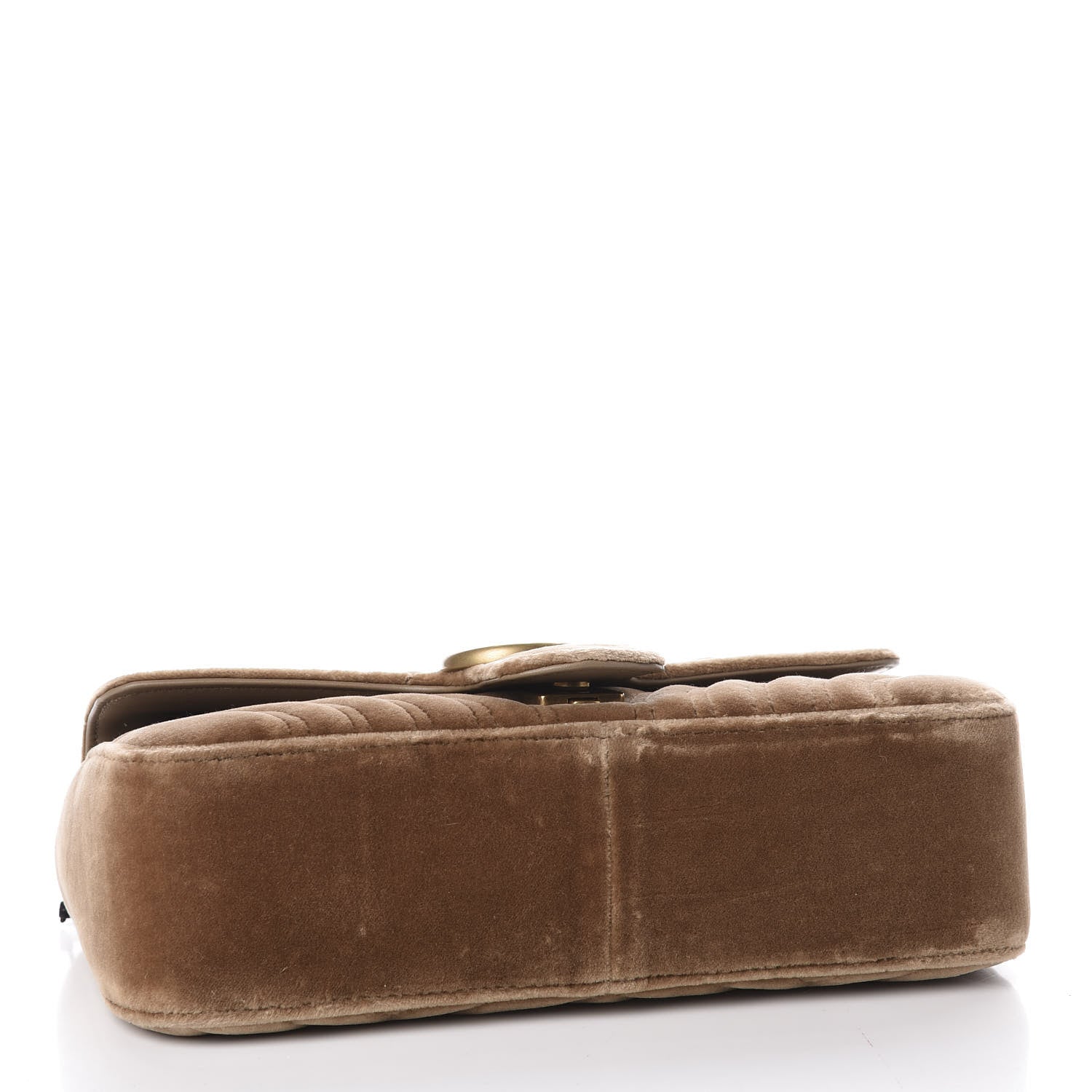 Gucci Velvet Matelasse Small GG Marmont Shoulder Bag Taupe 3 of 11