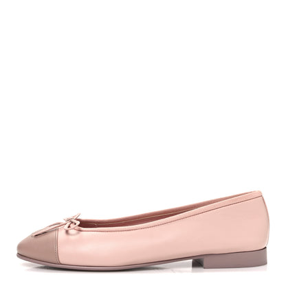 Chanel Lambskin Cap Toe CC Ballerina Flats 36.5 Light Pink Dark Pink 1 of 11