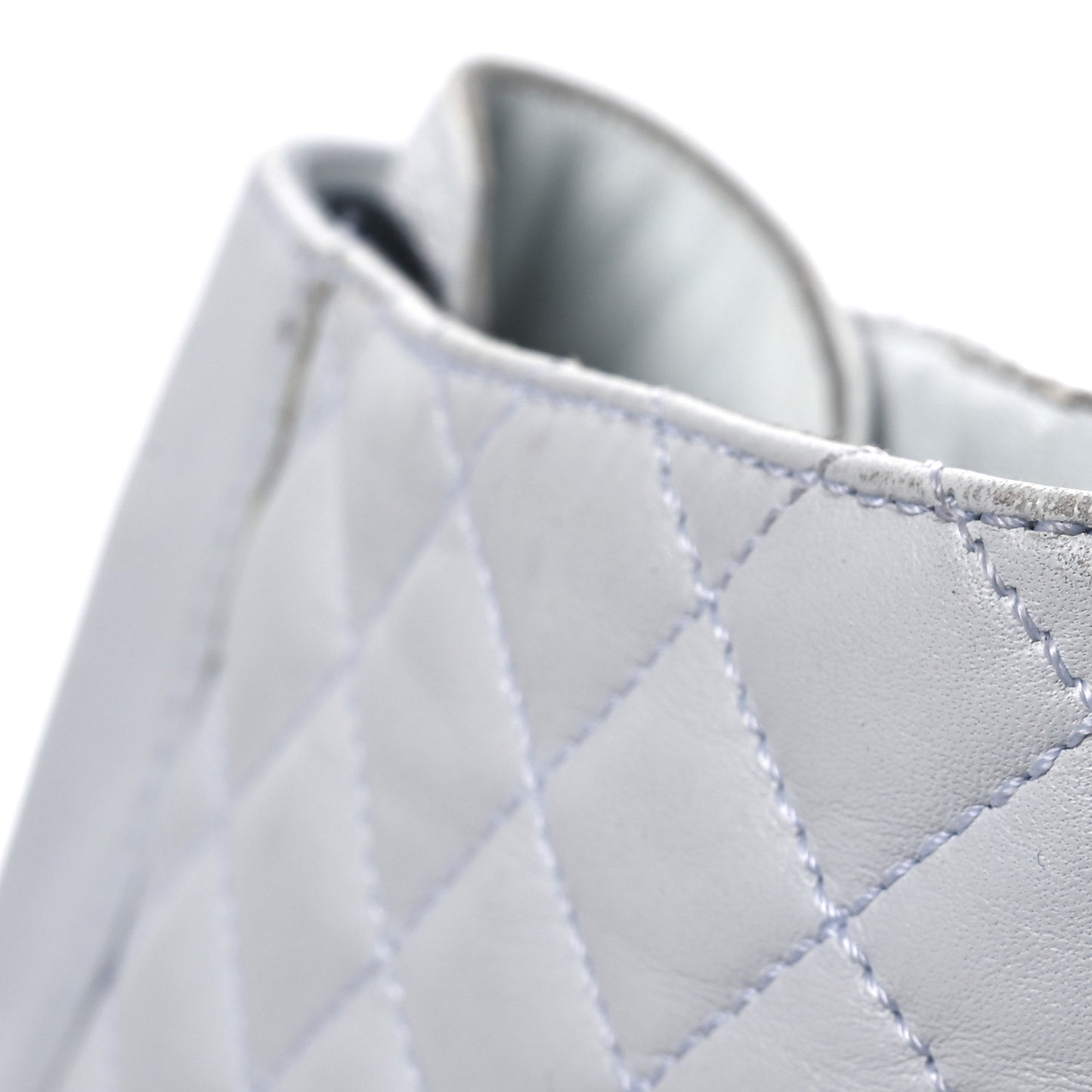Shiny Lambskin Quilted Lace Up Combat Boots 39.5 White Black