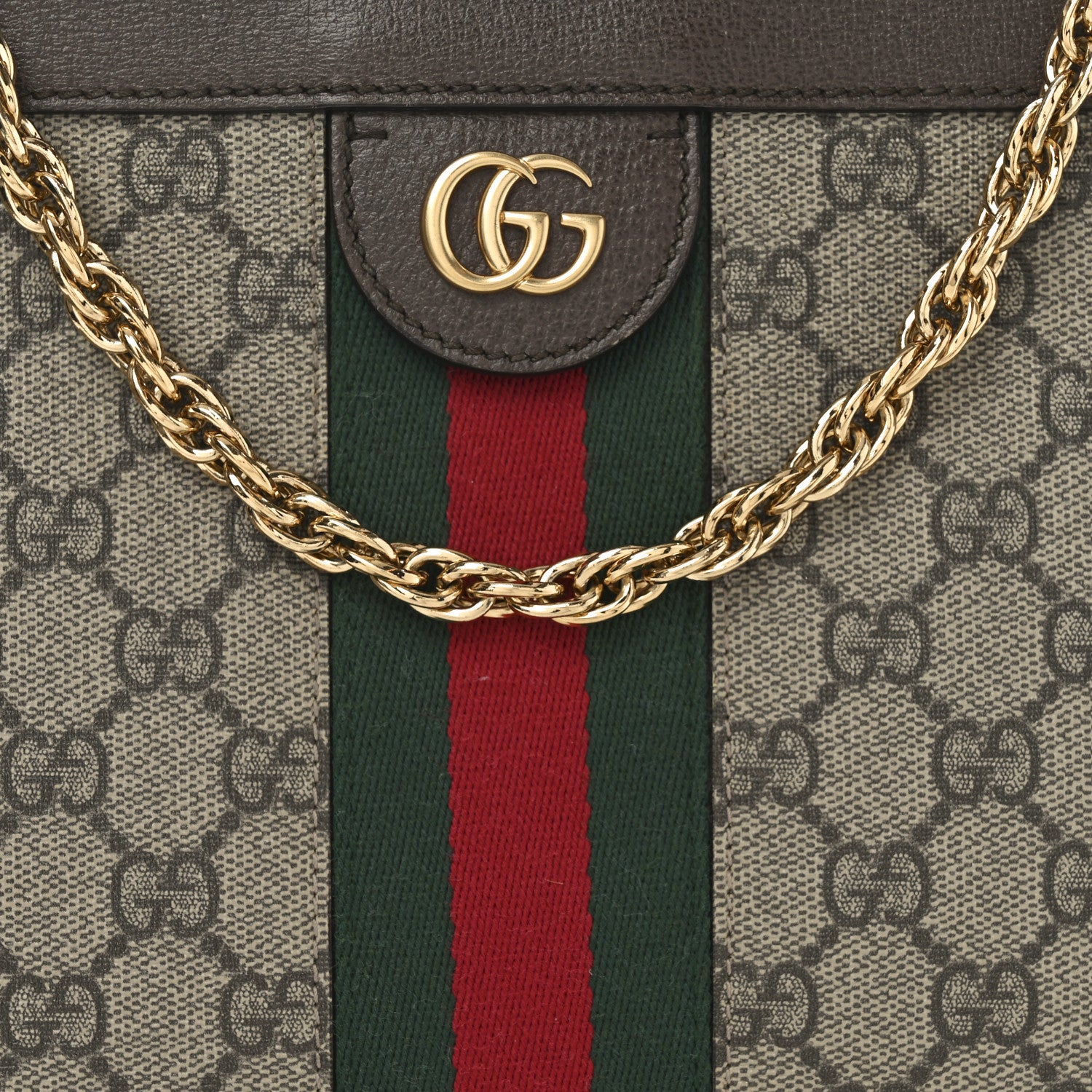 Gucci GG Supreme Monogram Web Medium Ophidia Chain Shoulder Bag Brown 8 of 10