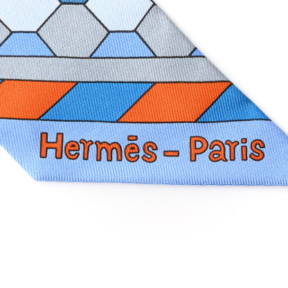 Hermes Silk Les Murmures de la Foret Twilly Bleu Jean Orange 2 of 4