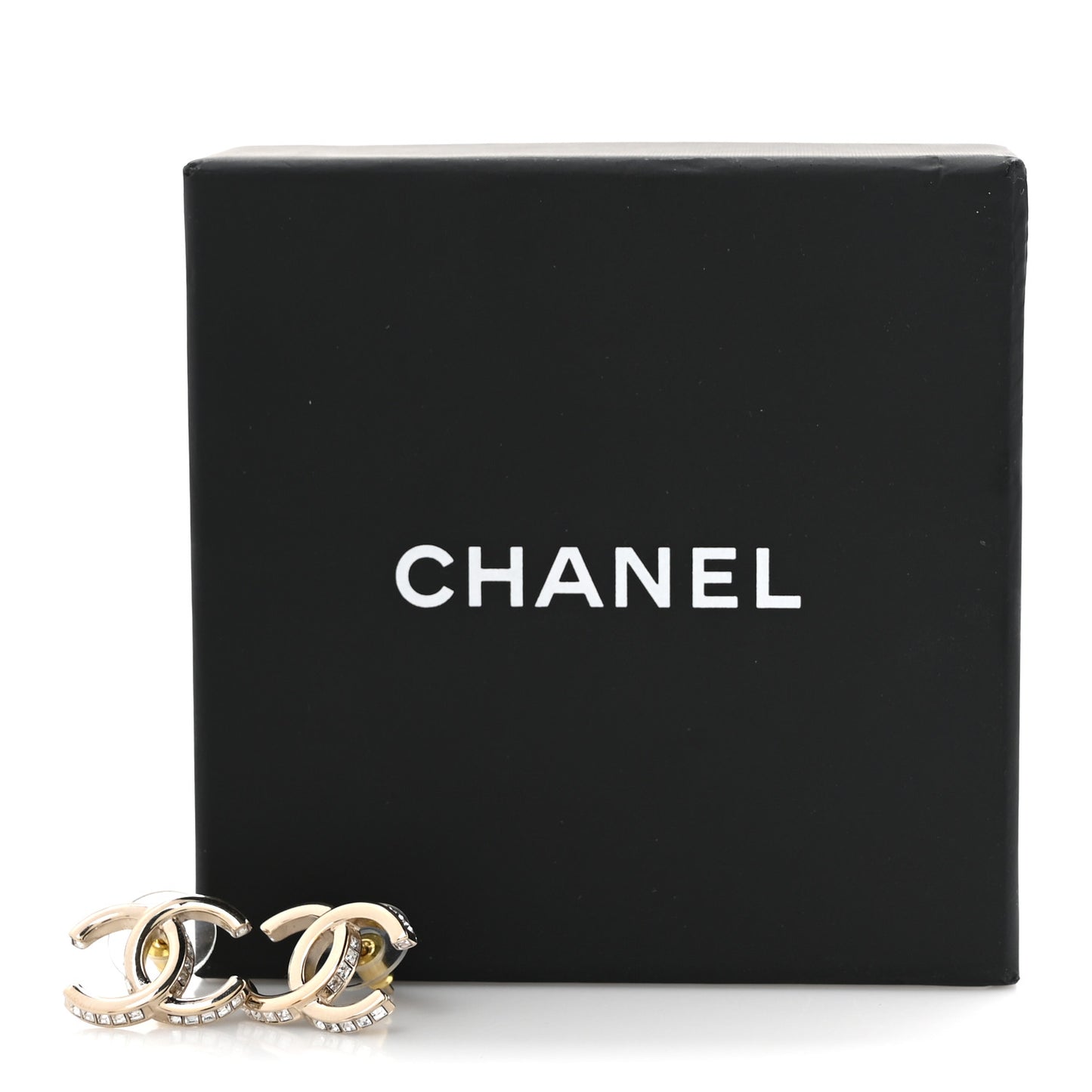 Metal Crystal CC Earrings