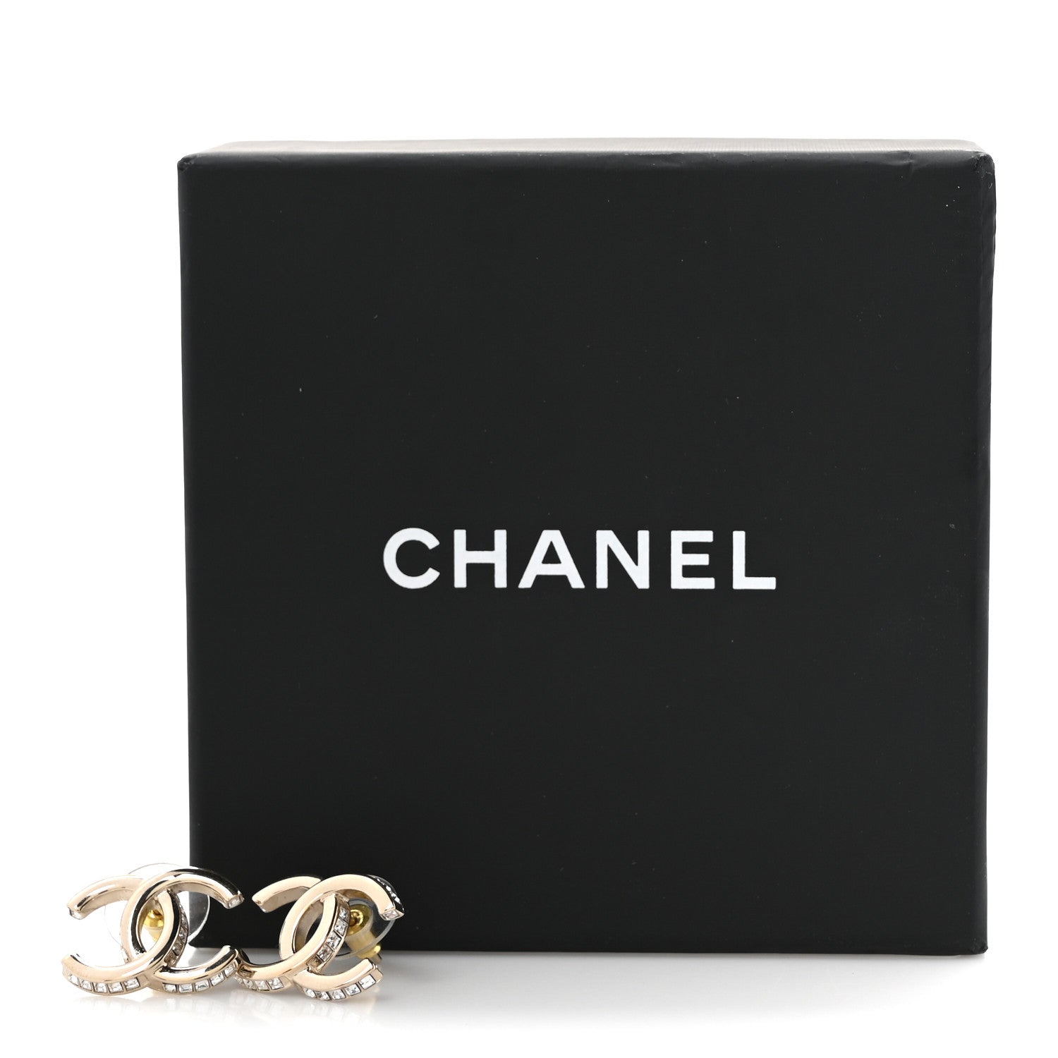 Chanel Metal Crystal CC Earrings 5 of 5