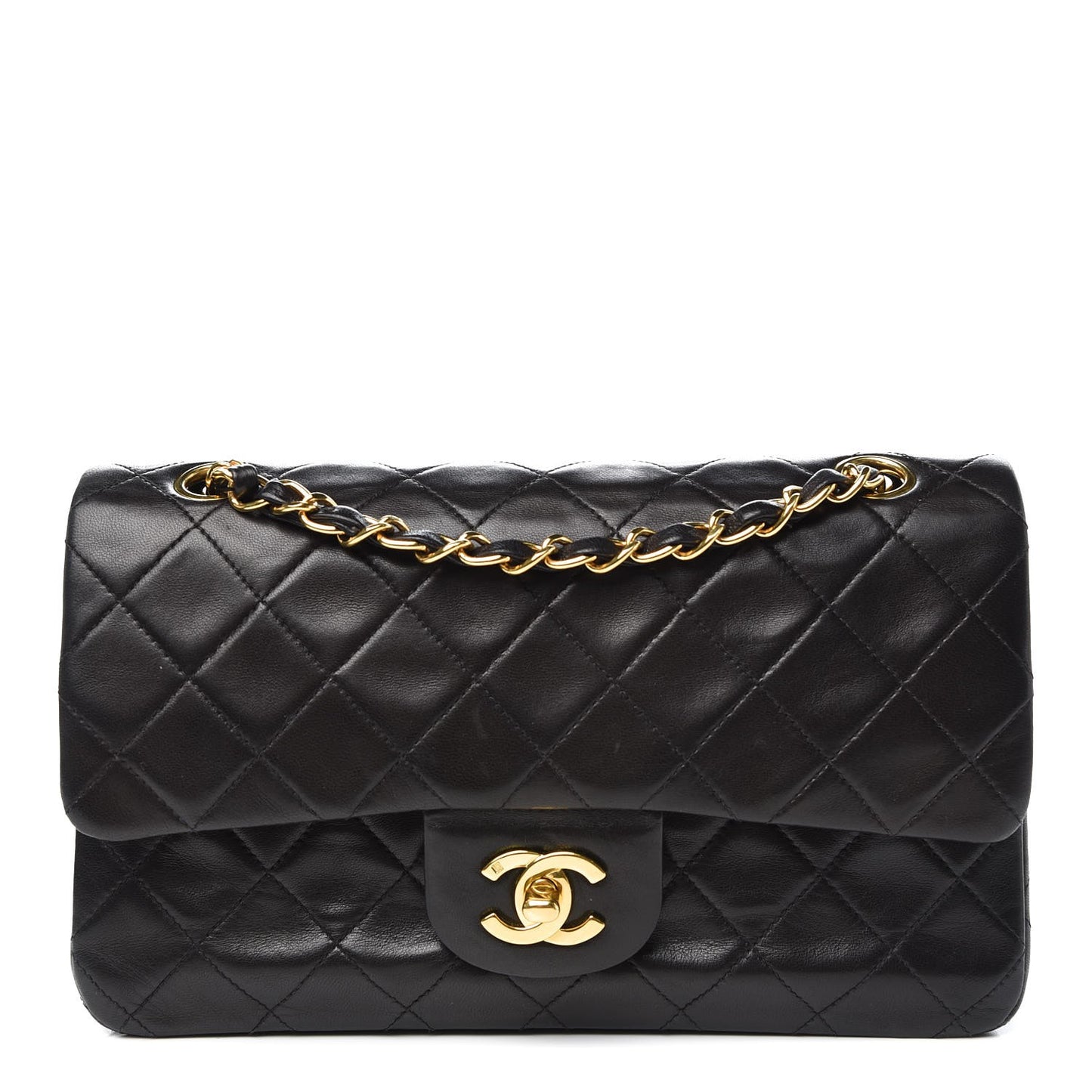Lambskin Quilted Small Double Flap Black