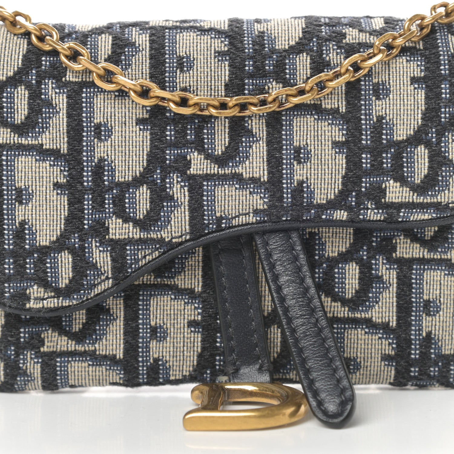 Christian Dior Oblique Nano Saddle Chain Pouch Blue 8 of 14