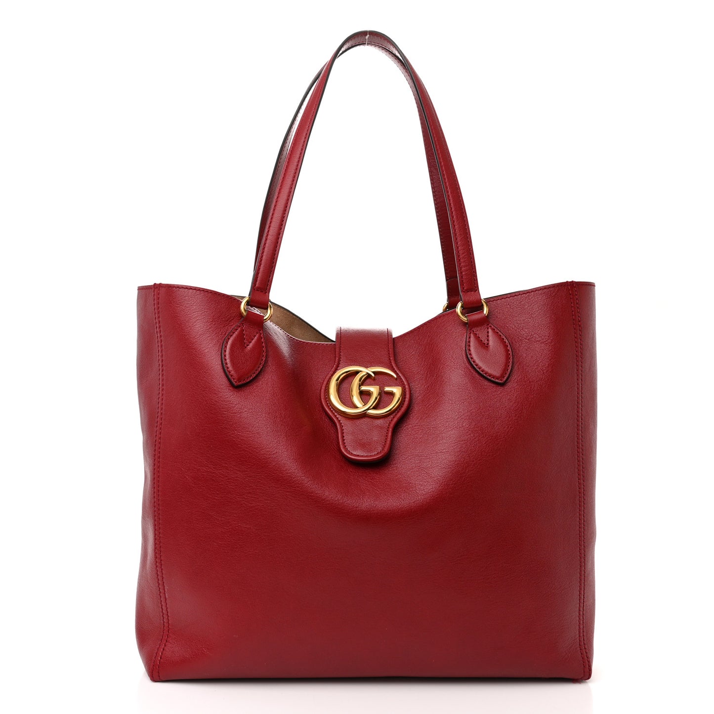 New Sakai Calfskin Lux Medium Dahlia Tote New Cherry Red