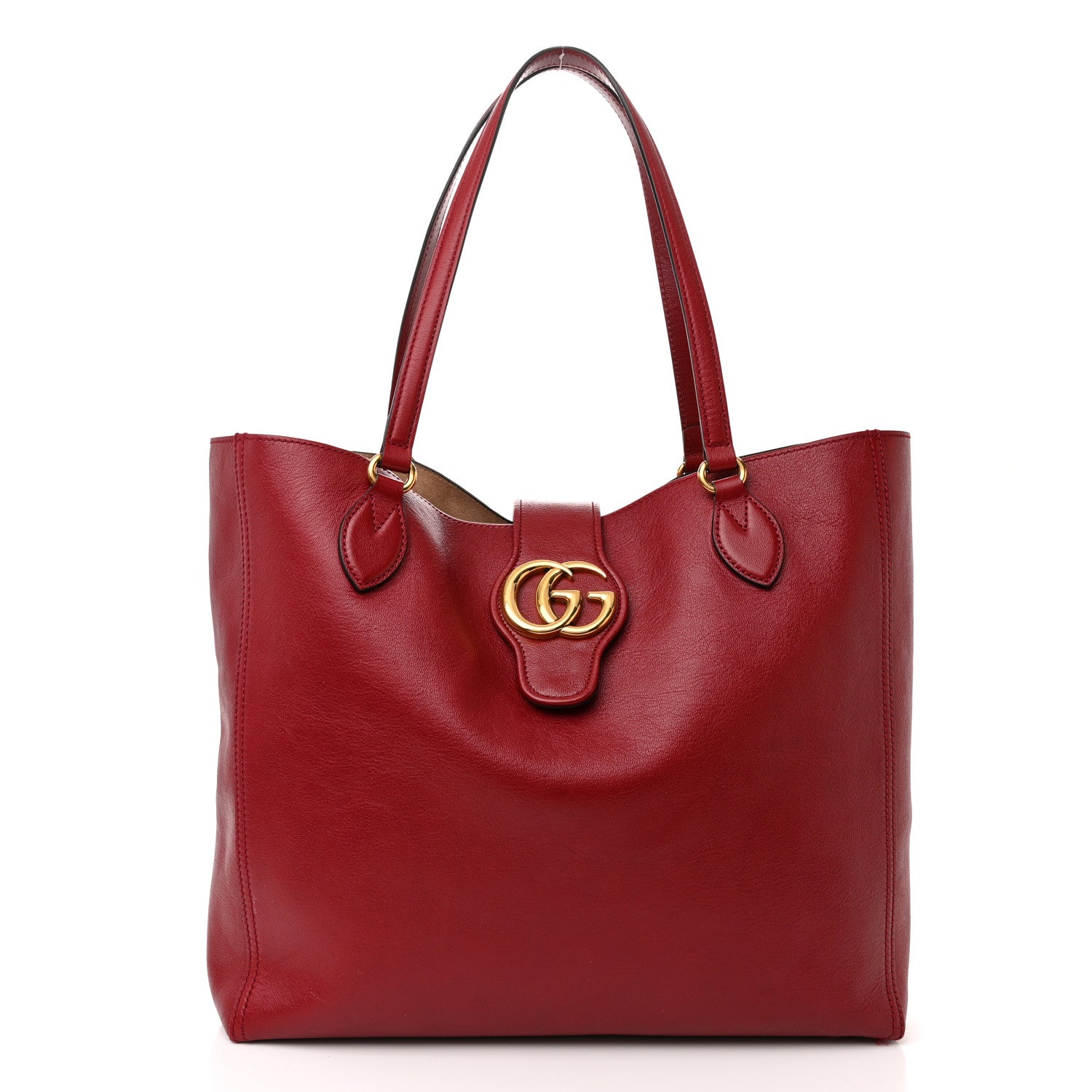 Gucci New Sakai Calfskin Lux Medium Dahlia Tote New Cherry Red 3 of 17