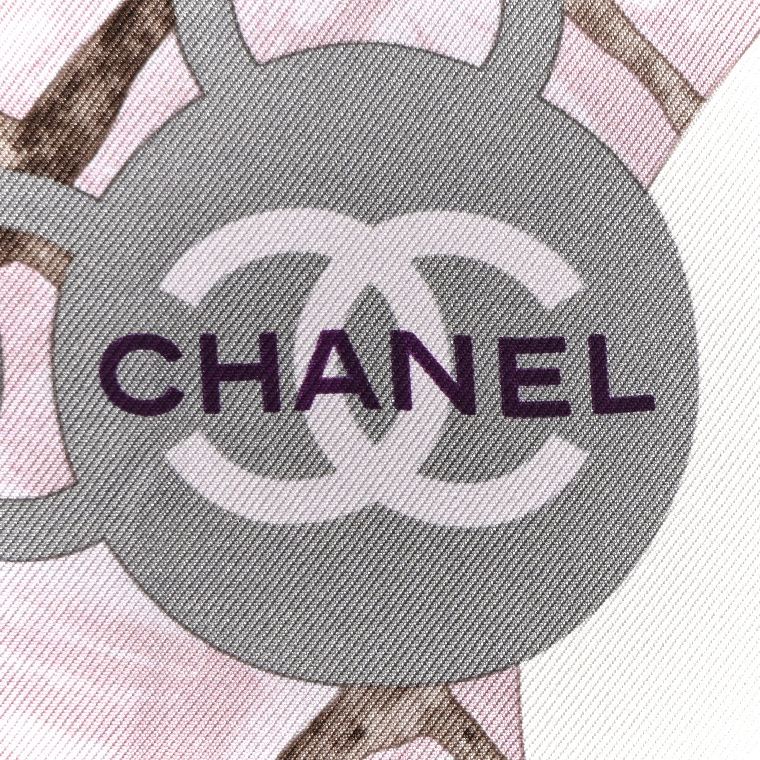 Chanel Silk CC Logo Camellia Scarf White Pink 3 of 3