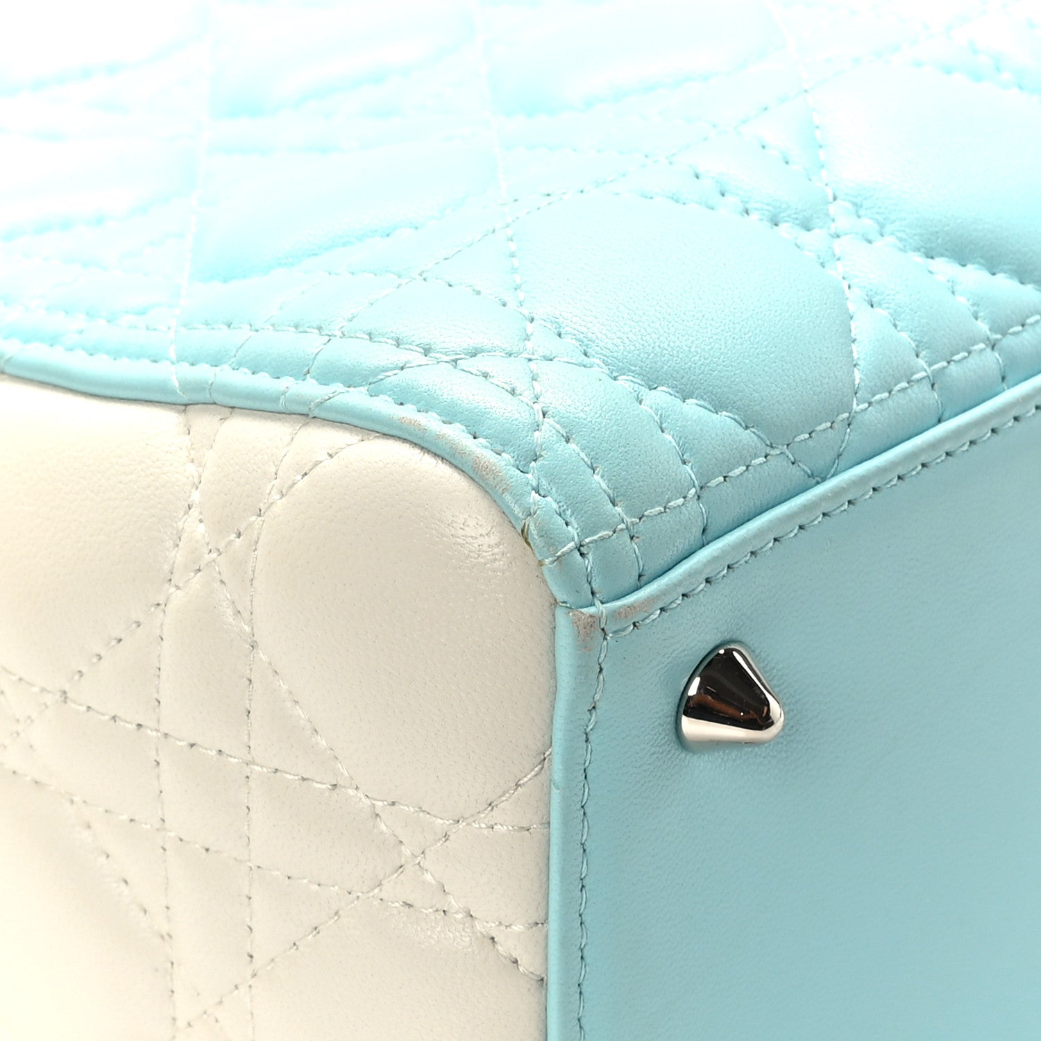 Christian Dior Lambskin Cannage Medium Tri-Color Lady Dior Blue Green 10 of 13