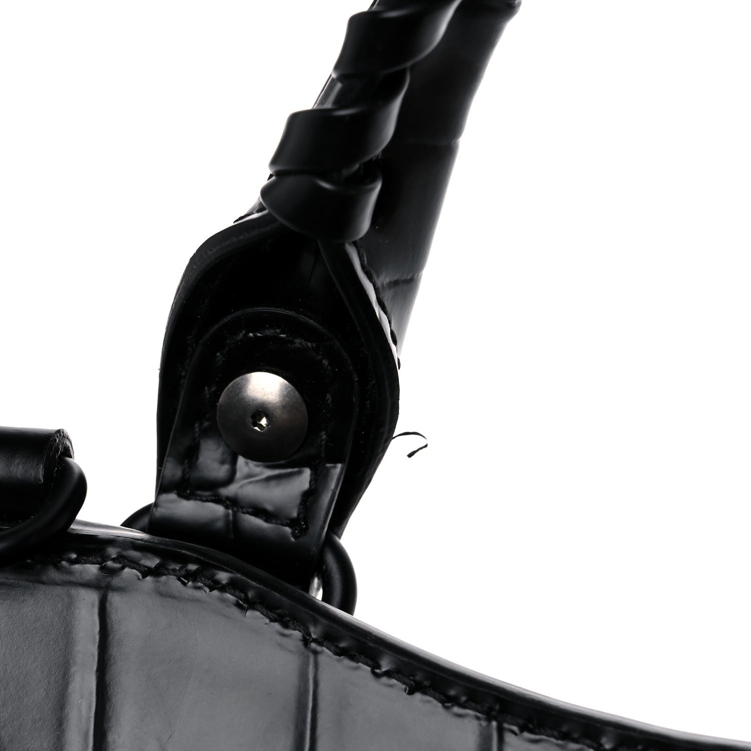 Balenciaga Semi Shiny Calfskin Crocodile Embossed Neo Classic Black Hardware Mini City Black 12 of 12