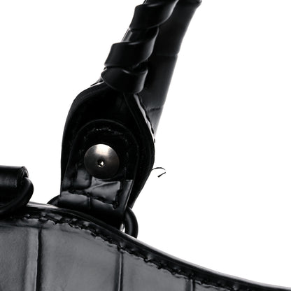 Balenciaga Semi Shiny Calfskin Crocodile Embossed Neo Classic Black Hardware Mini City Black 12 of 12