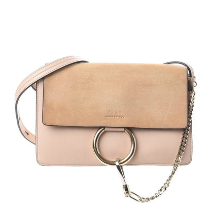 Chloe Suede Calfskin Small Faye Shoulder Bag Cement Pink 1 of 14