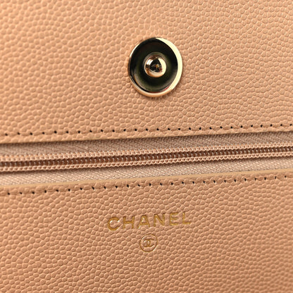 Chanel Caviar Quilted Wallet on Chain WOC Beige 6 of 11