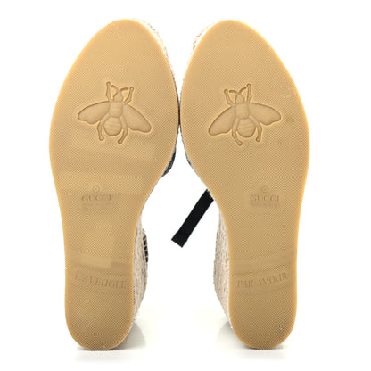 Gucci Nappa Matelasse GG Marmont Ankle Wrap Platform 35/120mm Espadrille Wedges 39.5 Black 5 of 9