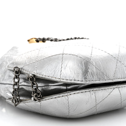 Chanel Metallic Aged Calfskin Quilted Small Gabrielle Bucket Silver 9 of 11