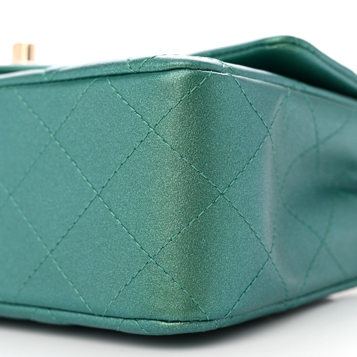 Chanel Iridescent Calfskin Quilted Mini Rectangular Flap Green 10 of 11