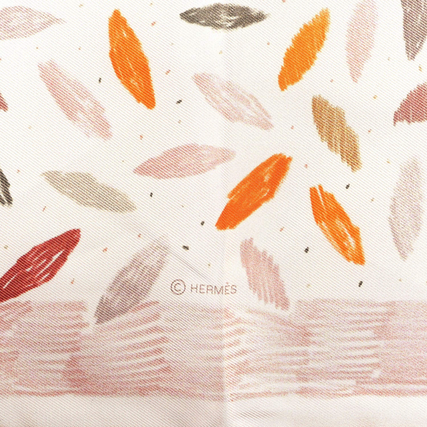 Hermes Silk Chacun Fait Son Nid Scarf 90 White Orange 2 of 3