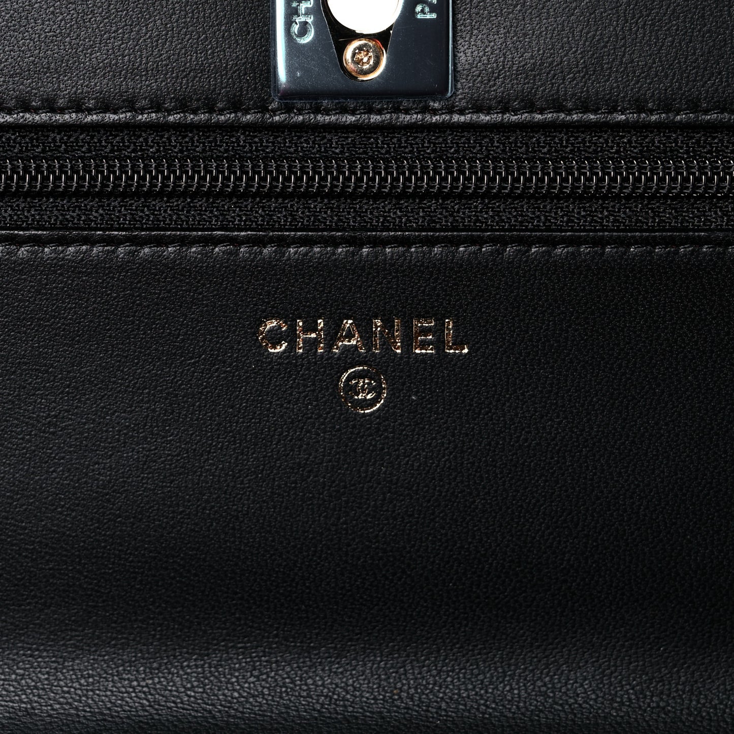 Lambskin Quilted Trendy CC Wallet On Chain WOC Black