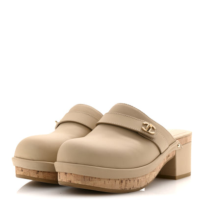 Chanel Calfskin CC Turn Lock Clogs 38 Beige 4 of 9
