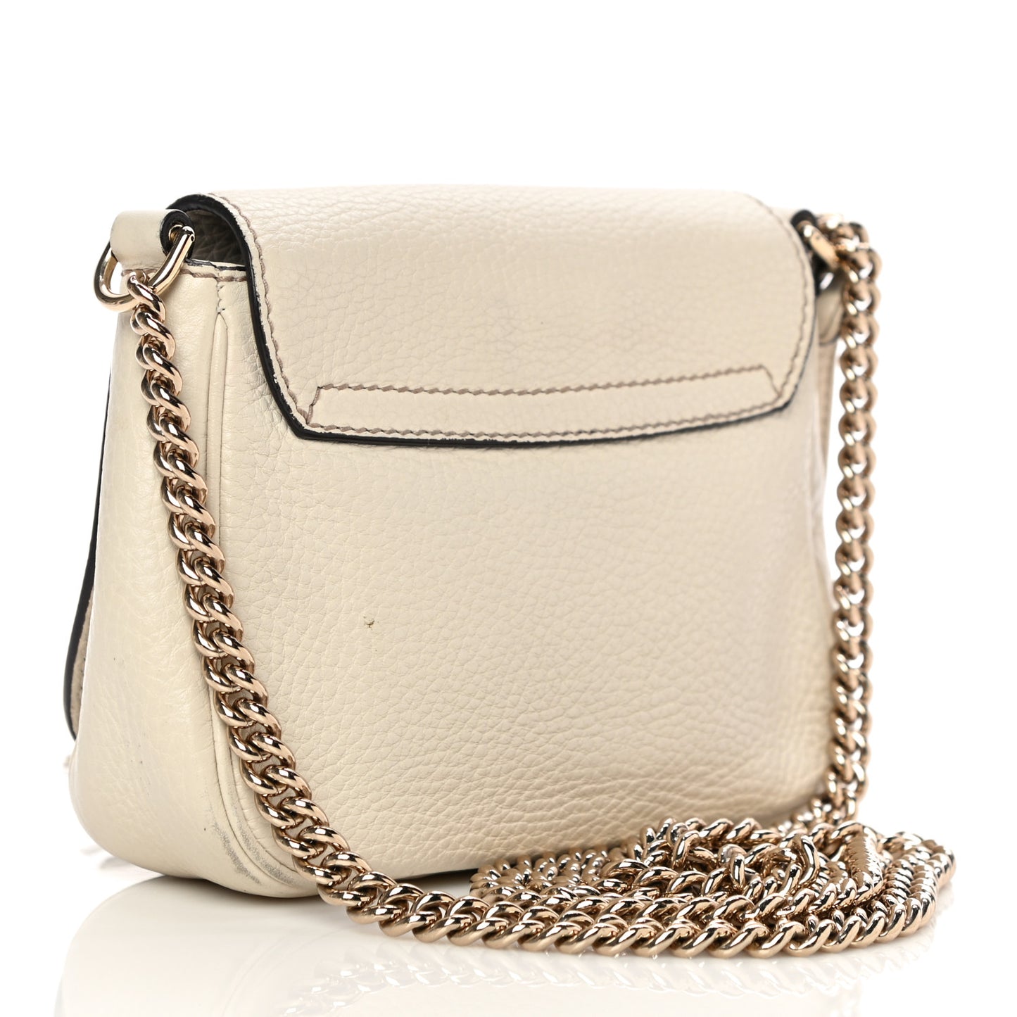 Pebbled Calfskin Small Soho Flap Crossbody Off White